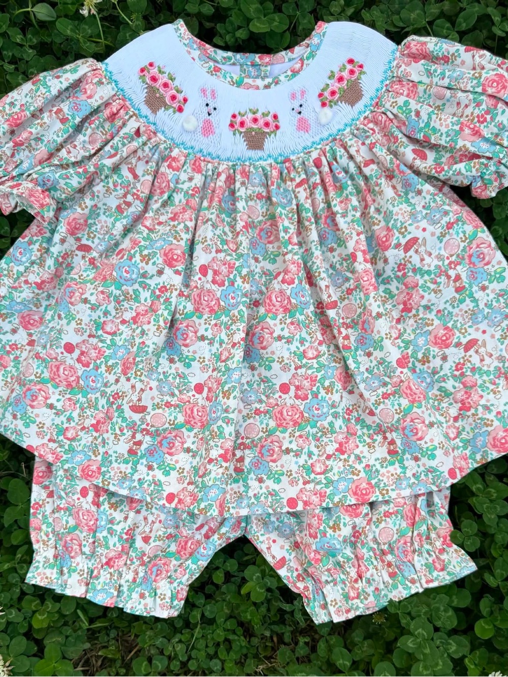Basket Bunny Hand Smocked Set